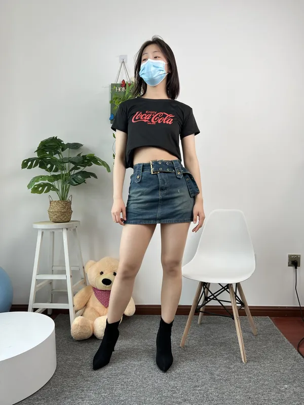 三禾摄影 No.075 牛仔裙 肉丝 短靴 - 三禾摄影